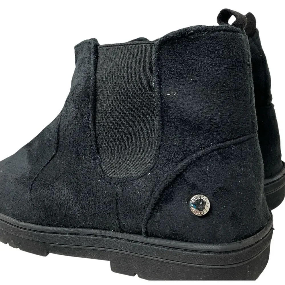 Steve Madden Slipper Boots Mens 10 Black Fabric Upper Faux Fur Lined Clinton